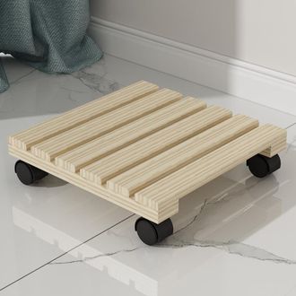 OEM Soporte Rodante Para Macetas Paletti De 29 X 29 X 8 Cm Soporte Rodante Para Macetas De Interior Soporte Rodante De Madera Maciza, Certificado Fsc, Aca