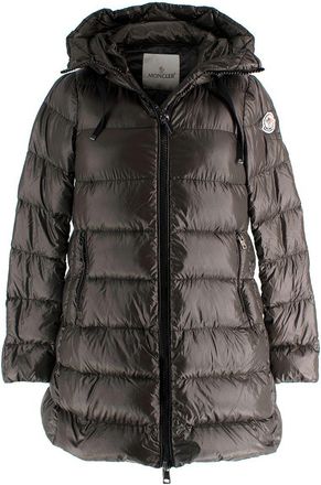 Moncler Brown Doudoune Legere Long Line Hooded Coat Size XS