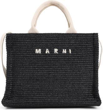 Marni Tote Bags, female, Black, Size: ONE SIZE Raffia East-West Tote Bag