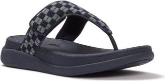 FitFlop F-Mode Go Adj Checkerboard-Denim Toe-Post Sandals in Dark Denim at Nordstrom, Size 10