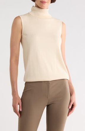 Lafayette 148 New York Sleeveless Turtleneck Matte Crepe Top in Buff at Nordstrom Rack, Size X-Large