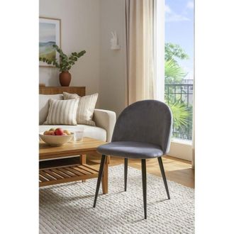 Regalos Miguel Sillas Comedor - Silla Black Vint Terciopelo - Gris Claro