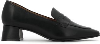 Kazar Zwarte pumps met een brede lage hak - Dames - Pumps - Zwart - 39 EU - Leer - Schoenen
