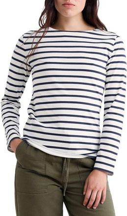 Seasalt Cornwall Sailor Stripe Organic Cotton Top in Breton Chalk Maritime at Nordstrom, Size 14