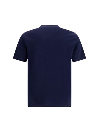 Brunello Cucinelli Mens Cotton Printed T-Shirt Cobalto+grigio Medio+174 T-Shirts And Polos
