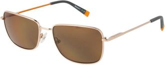 Timberland Gouden Vierkante Gepolariseerde Zonnebril met Etui - Heren - Zonnebrillen - Geel - ONE Size - Accessoires