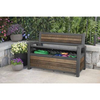 Dmora Cassapanca outdoor Estevan, Baule da giardino, Contenitore da esterno, Panchina contenitore da esterno, 133x61 h89 cm, Noce - Dmora