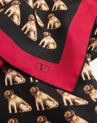 Valentino Garavani Foulard Petit Charles In Seta Donna NERO/BEIGE/ROSSO UNI