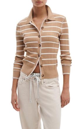 Rag & Bone Harper Stripe Cardigan in Camel at Nordstrom, Size Xx-Small