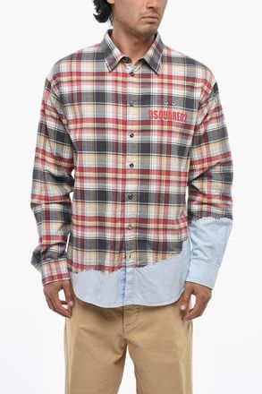 Dsquared2 Camicia DROPPED SHOULDER a Quadri con Dettagli a Contrasto Dsquared2