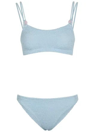 Hunza G Cassie Beaded Crinkle Bikini - Light Blue - One Size