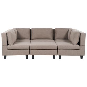 Beliani Sof&aacute; Modular Moderno 5 Plazas Tapizado Tela Poli&eacute;ster Respaldo Acolchado Con Otomana Forma De U Marr&oacute;n Unstad