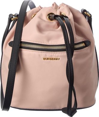 Burberry Nylon & Leather Bucket Bag