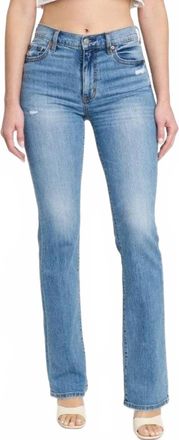 Daze Womens Cover Girl Mid Rise Boot Cut Jean In Blue