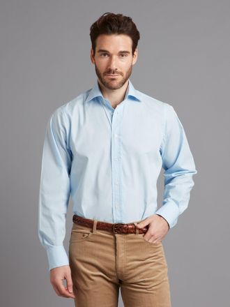 Oliver Brown Berwick Shirt Classic Collar, Poplin - Sky Blue
