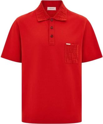 Ferragamo Jacquard Pocket Detail Polo Shirt, Size Small