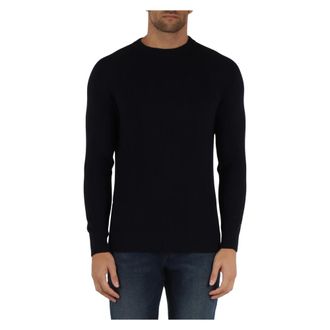 Alpha Studio Truien & Vesten, Heren, Blauw, 2Xl, Kasjmier, Geribbelde kasjmier ronde hals trui