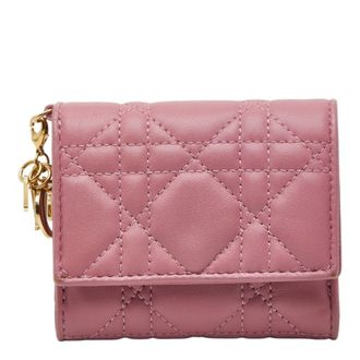 Dior Pink Leather Wallet (Tri-Fold) (Pre-Owned)