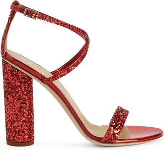 Giuseppe Zanotti 110mm Tara glitter sandals - women - Other fibres - 37.5 - Red