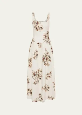 Sir. Freja Floral Linen Midi Dress
