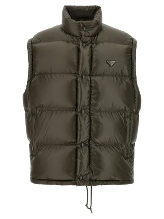 Prada Mens Gray Recycled Polyamide Full-Length Jacket Clothing