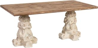 Wanderlust Deco Mesa de centro de madera y magnesio marrón y blanco 180x95x78h cm