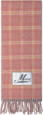 Marni Pink Logo Checks Scarf