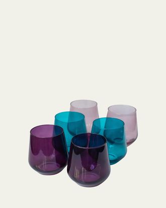 Estelle Colored Glass Fall Mixed Stemless Wine Glasses, Set of 6