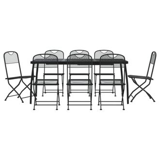 vidaXL Vidaxl - Juego De Comedor De Jard&iacute;n 9 Pzas Malla Met&aacute;lica Gris Antracita