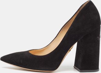 Charlotte Olympia Black Suede Block Heel Pumps