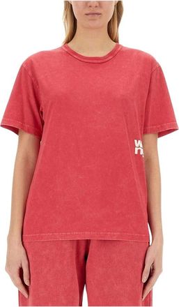Alexander Wang Logo T-Shirt - Dames - T-shirts - Roze - 2XS - Katoen - Tops