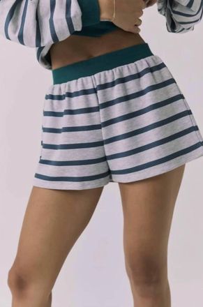 Chaser Resort Stripe Shorts In Grey Green