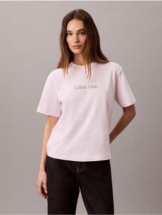Calvin Klein Jeans Calvin Klein Womens Metallic Logo Boxy Tee - Pink - XL