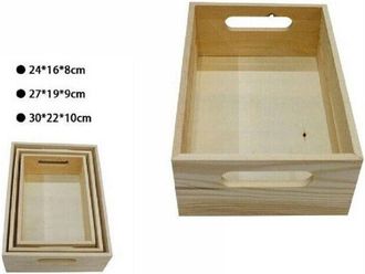 Trade Shop Trade Shop - Set 3 Cassette Cassetta In Legno Naturale Decoupage Tris Matrioska Scatola