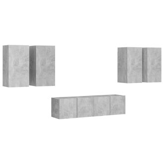 Berkfield Home 6 Piece TV Cabinet Set Concrete Grey Engineered Wood