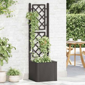 Berkfield Home Garden Raised Bed with Trellis & Self Watering System Anthracite in Black