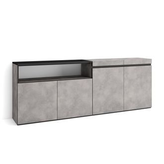 Skraut Home Aparadores Para Sal&oacute;n, Gran Capacidad De Almacenaje, 200x75x35cm, 4 Puertas, Armario, Zapatero, Estilo Moderno, Gris Cemento - Skraut Home