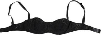 Dolce & Gabbana Ondergoed, Dames, Zwart, S, Leer, Zwarte Kant Onderdraad Bh Lingerie