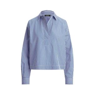 Ralph Lauren Overhemden, Dames, Blauw, S, Katoen, Gestreepte Overhemd