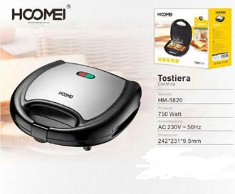 Trade Shop Trade Shop - Piastra Tostiera Elettrica Toast 750 Watt Antiaderente Regolazione Automatica