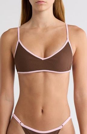 PacSun Bree Rib Bikini Top in Chestnut Brown /Orchid Pink at Nordstrom Rack, Size X-Small