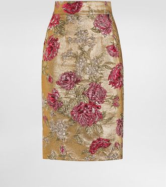 Dolce & Gabbana Floral Jacquard Fitted Skirt - Woman Skirts Multi-colored 36