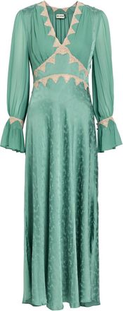 Rixo Rixo Arlena Floral-jacquard Georgette and Satin Midi Dress - Green - 14 (UK 14 / L)