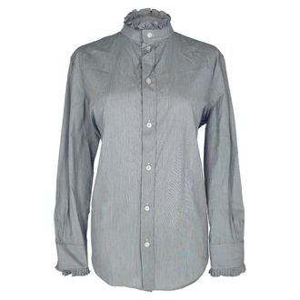 Celine Celine Classic blouse met ruches en strepen in veelkleurig katoen