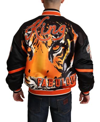 Dolce & Gabbana Mens Multicolor Bomber King Logo dgmillennials Jacket White Polyester Clothing