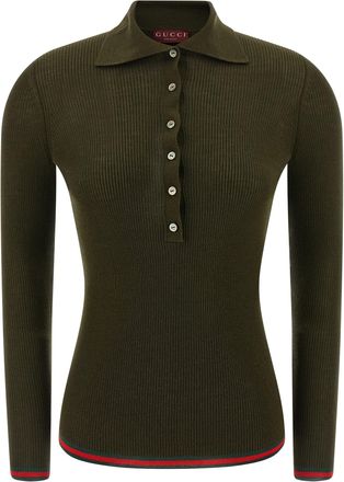 Gucci Nastro Web Polo Verde-Donna