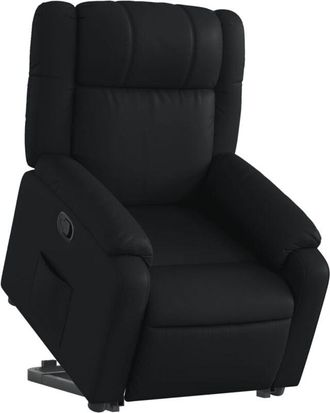 vidaXL Sill&oacute;n Reclinable Elevable Cuero Artificial Negro Vidaxl