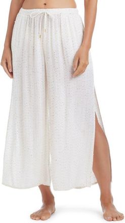 Bleu Rod Beattie Sequin Embellished Side Slit Cover-Up Pants in White at Nordstrom, Size Medium