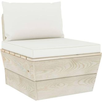 vidaXL Sof&aacute; central de palets jard&iacute;n cojines madera abeto impregnada vidaXL