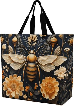 Generic Golden Bee Tote Bag Handle Shopper Bag Waterproof Handbags For Casual Work College